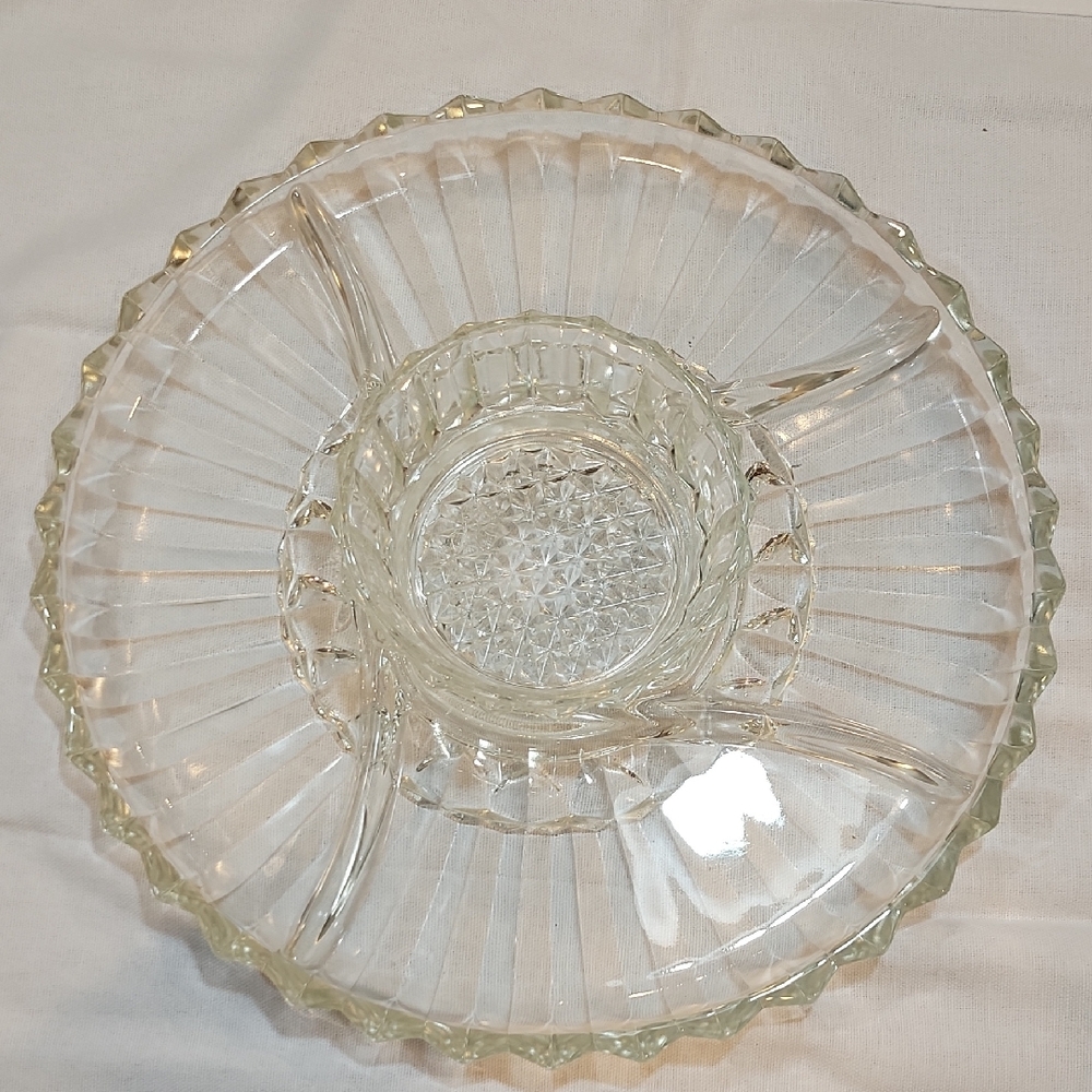 Crystal Clear Glass Divided Serving Tray